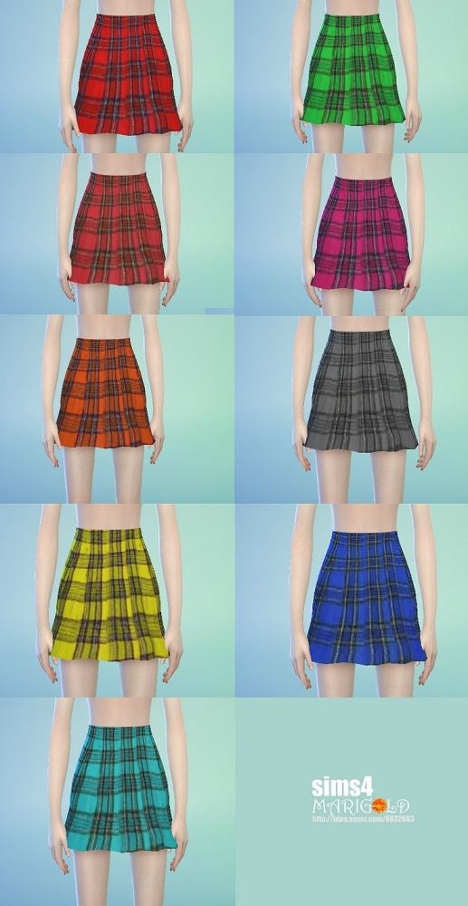 Sims 4 Crop denim jacket & check skirts at Marigold