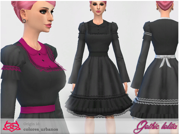 Sims 4 Gothic Lolita dress by Colores Urbanos at TSR