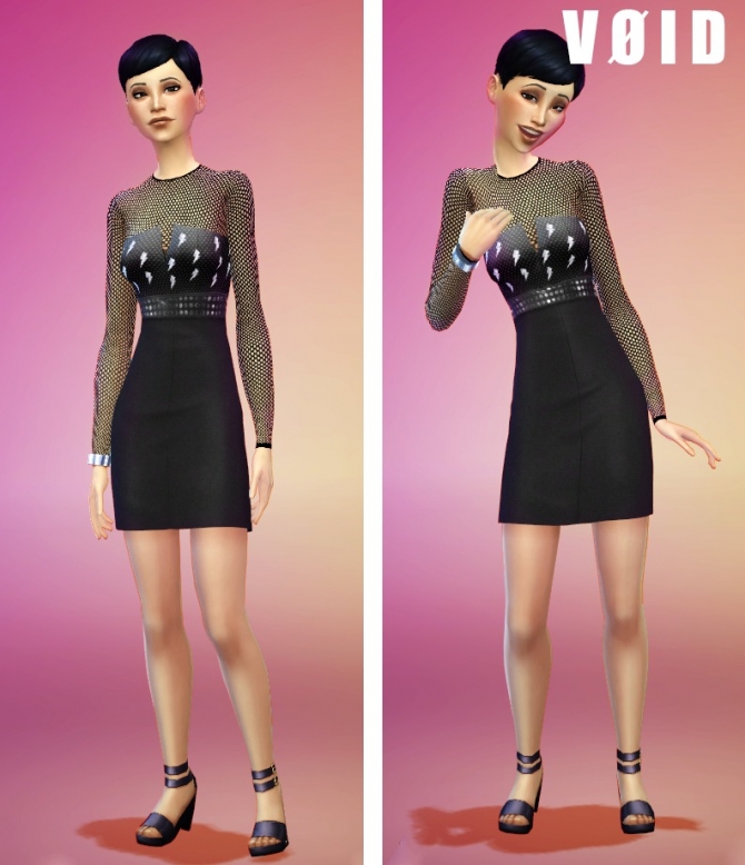 Sims 4 Lightning black dress with mesh at VOID