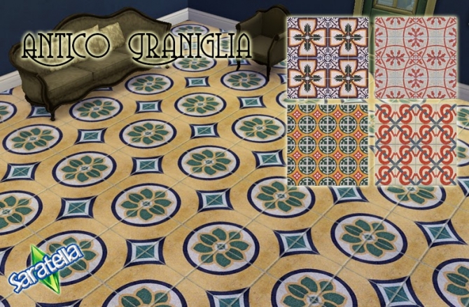 Sims 4 Antico Graniglia tiles at Saratella’s Place