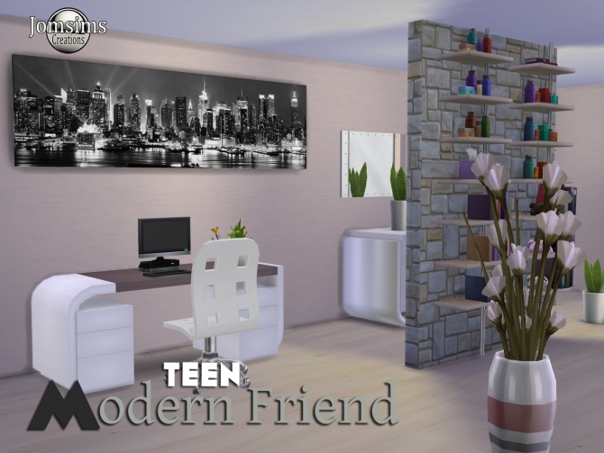 Sims 4 Modern Friend bedroom at Jomsims Creations