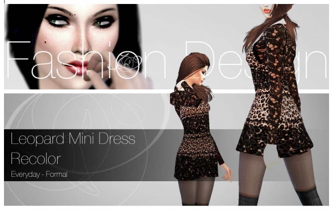 Sims 4 Recolor Leopard Dress by ZeneZis at Mod The Sims