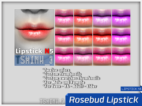 Sims 4 Rosebud Lipstick by tsminh 3 at TSR