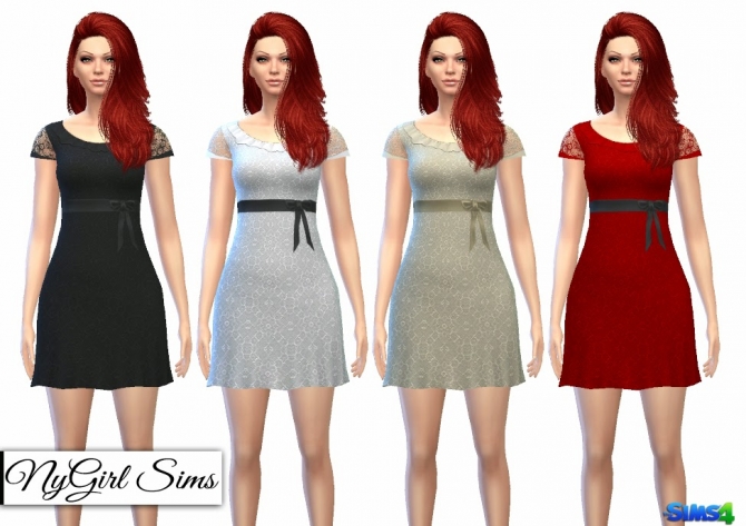 Sims 4 Bowed Lace T Shirt Sundress at NyGirl Sims
