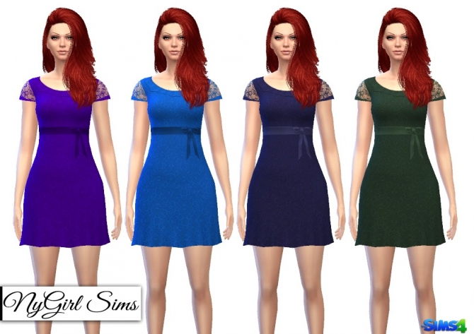 Sims 4 Bowed Lace T Shirt Sundress at NyGirl Sims