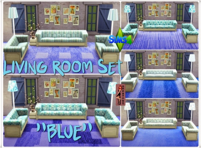 Sims 4 Living Room Set Blue at Annett’s Sims 4 Welt