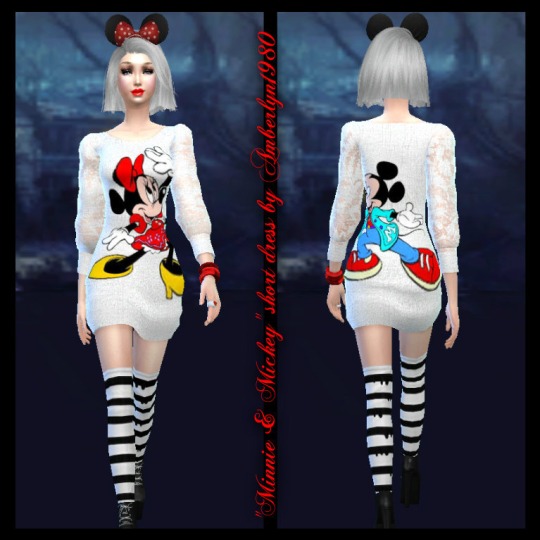 Sims 4 Minnie & Mickey short dress at Amberlyn Designs
