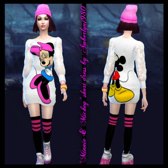 Sims 4 Minnie & Mickey short dress at Amberlyn Designs