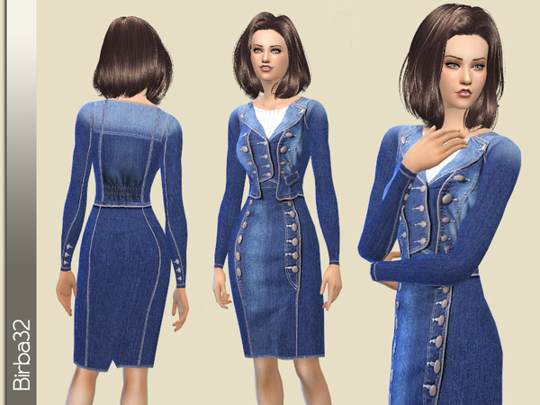 Sims 4 Denim jacket and skirt by Birba32 at TSR