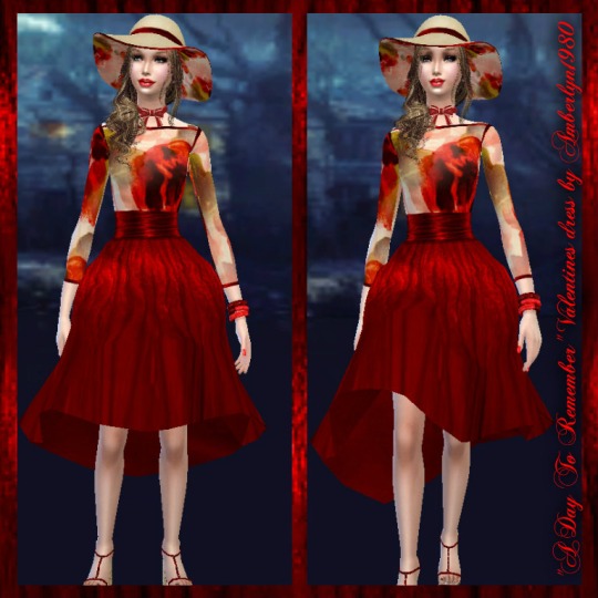 Sims 4 Valentines dress and hat at Amberlyn Designs
