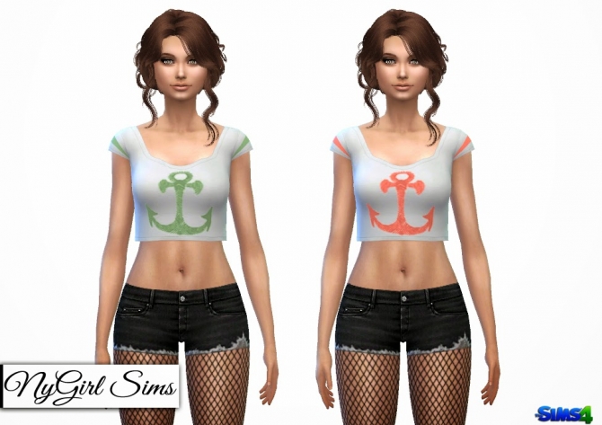 Sims 4 Anchor Crop Tee at NyGirl Sims