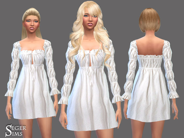 Sims 4 White Cotton Dress by SegerSims at TSR
