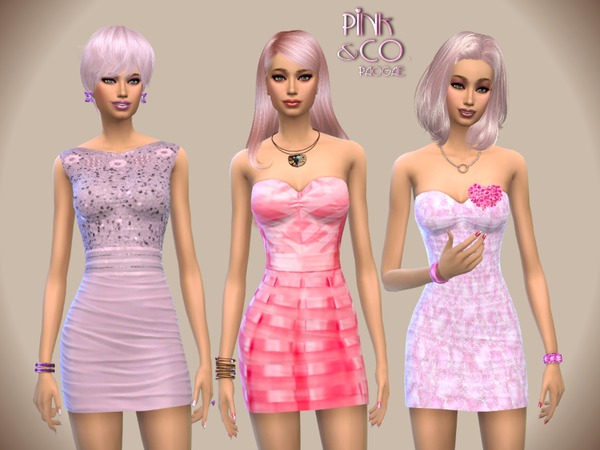 Sims 4 Pink&Co. dresses by Paogae at TSR