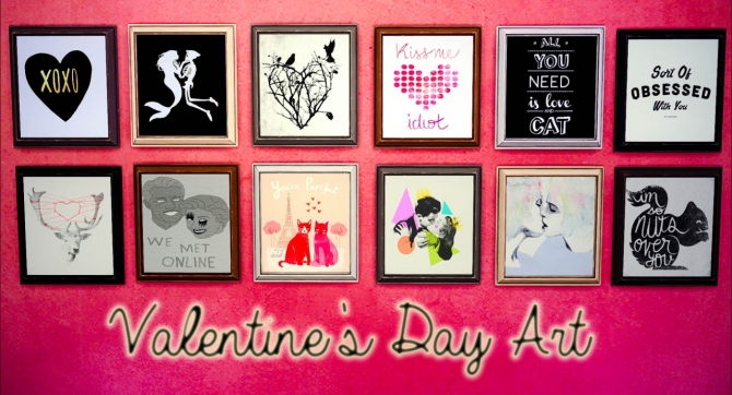 Sims 4 Valentine’s day bugs wallart at Ohmyglobsims