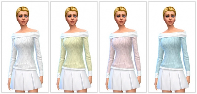 Sims 4 Off The Shoulder Sweater 8 recolors at 13pumpkin31