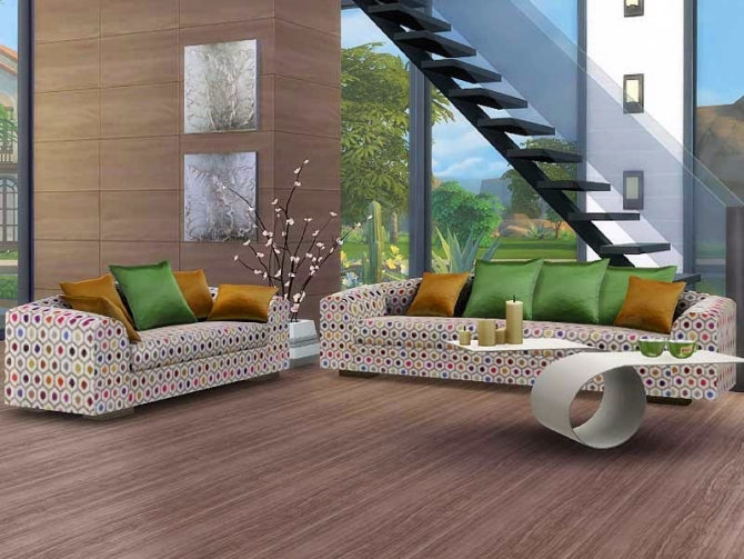 Sims 4 Mediterranean Experience sofa & loveseat recolors at SimControl