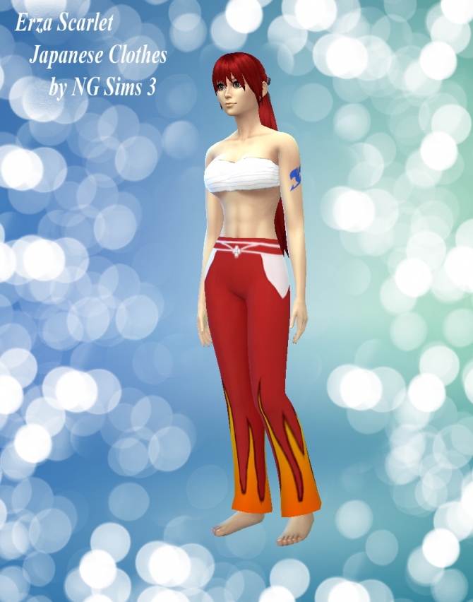 Sims 4 Erza Scarlet Japanese Clothes at NG Sims3