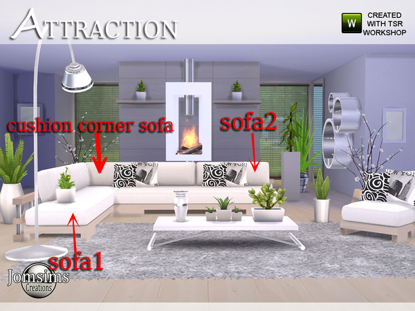 Sims 4 Attraction living room by jomsims at TSR