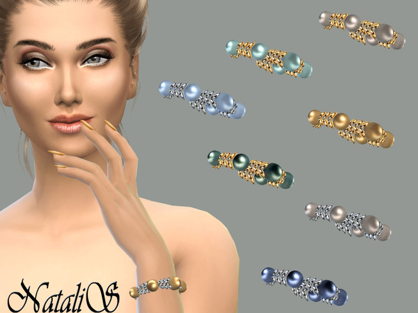 Sims 4 Spike and pearl bracelet by NataliS at TSR