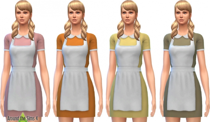 Sims 4 Waitress & Maid Dress with Apron at Around the Sims 4