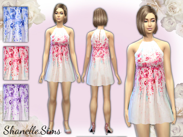 Sims 4 Romantic Rose Floral Dress by shanelle.sims at TSR