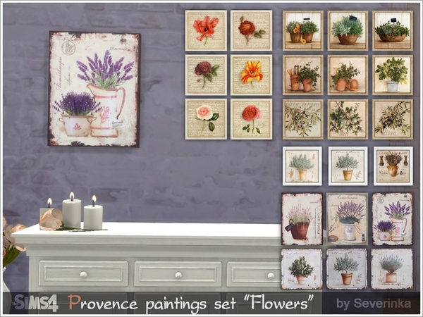Sims 4 Provence paintings set flowers by Severinka at TSR