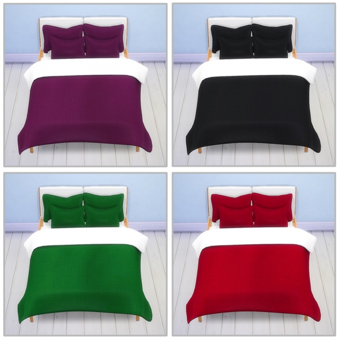 Sims 4 Stockholm bed, pillow and blanket recolors at Saudade Sims