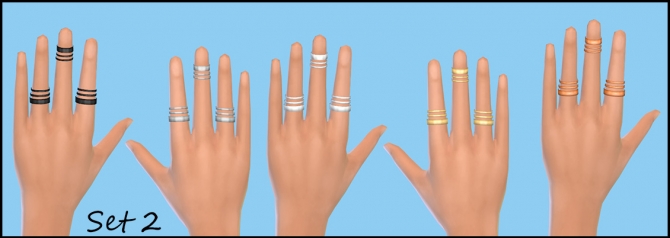 Sims 4 3 Sets of Stacked Rings for Females by PearlStitches at Mod The Sims
