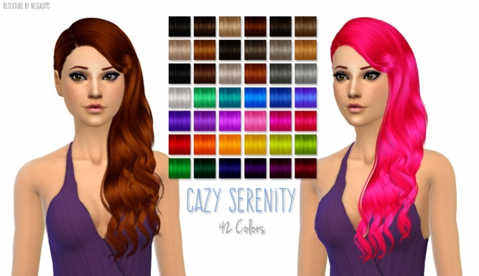 Sims 4 Cazys Serenity hair retexture at Nessa Sims
