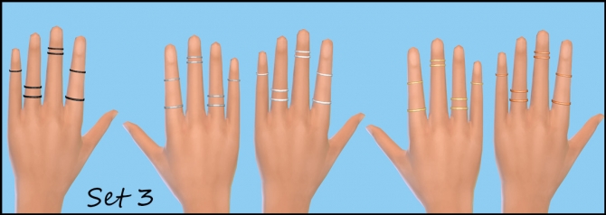 Sims 4 3 Sets of Stacked Rings for Females by PearlStitches at Mod The Sims