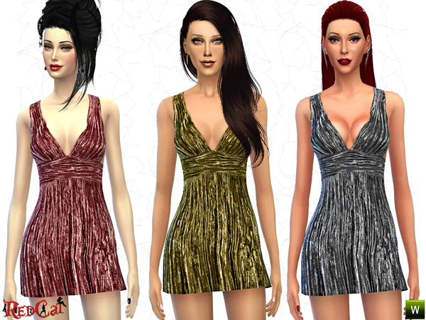 Sims 4 Shiny Mini Dress by RedCat at TSR