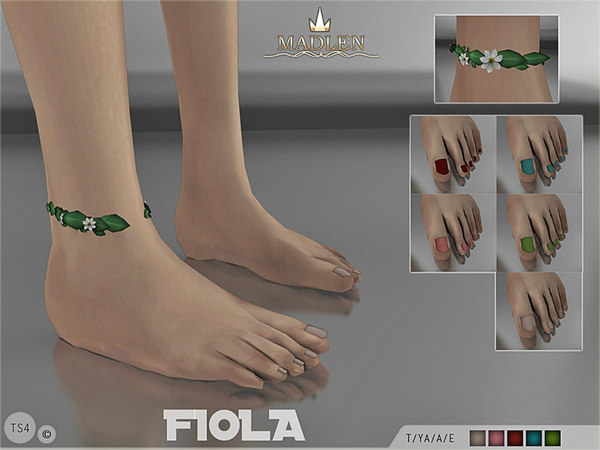 Sims 4 Madlen Fiola bare feet with flower ankle bracelet by MJ95 at TSR