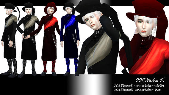 Sims 4 Kuroshitsuji Undertaker outfit at Studio K Creation