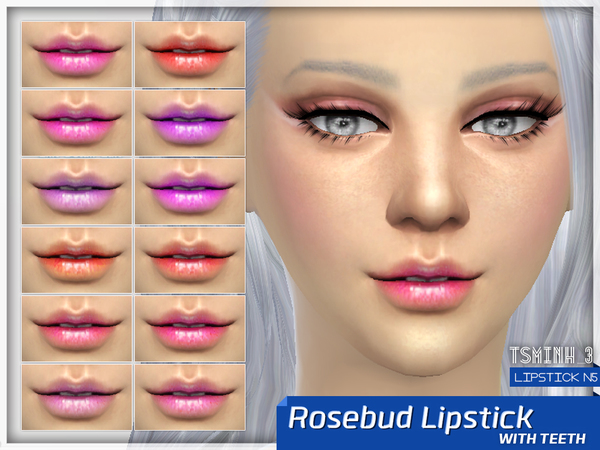 Sims 4 Rosebud Lipstick with teeth by tsminh 3 at TSR