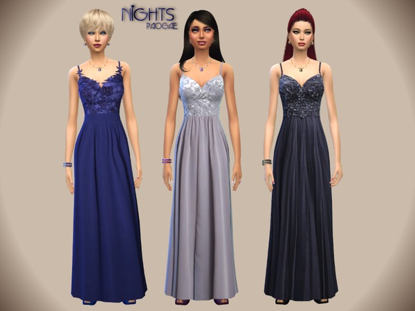 Sims 4 Nights elegant long dresses by Paogae at TSR