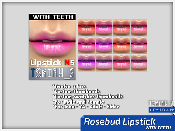 Sims 4 Rosebud Lipstick with teeth by tsminh 3 at TSR