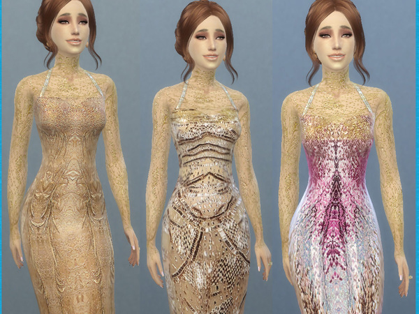 Sims 4 Gold Mermaid Dress by TatyanaName at TSR