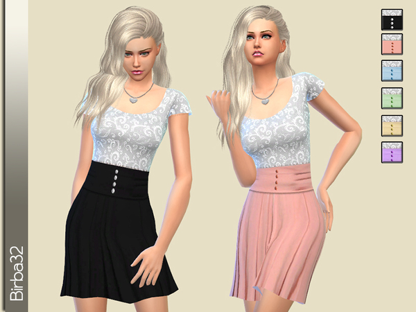 Sims 4 Lace Top and Skirt Dress by Birba32 at TSR