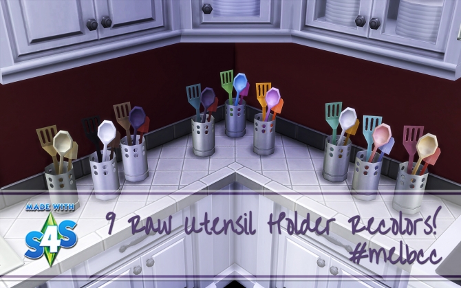 Sims 4 Raw Utensil Holder in 9 New Color Sets! by melbrewer367 at Mod The Sims
