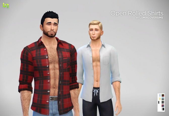 Sims 4 Open Rolled Shirts at LumiaLover Sims