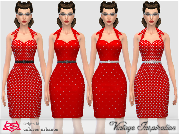 Sims 4 Recolor Pin Up dress lunares 2 by Colores Urbanos at TSR