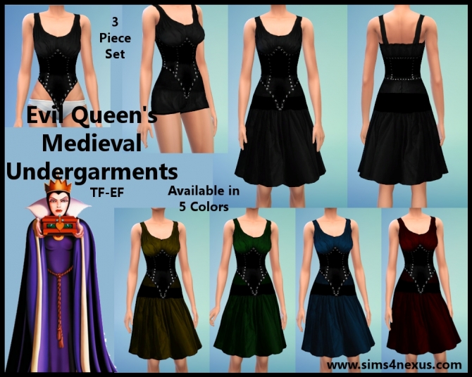 Sims 4 Evil Queen’s Medieval sleepwear at Sims 4 Nexus