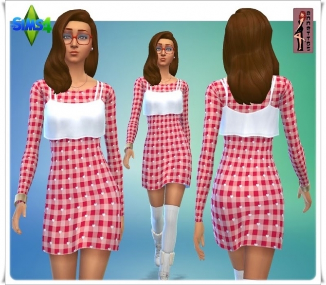 Sims 4 Checked dress at Annett’s Sims 4 Welt