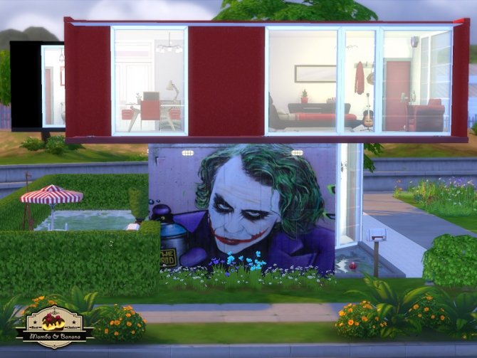 Sims 4 Joker Street Modern House with graffiti by mamba black at Mod The Sims