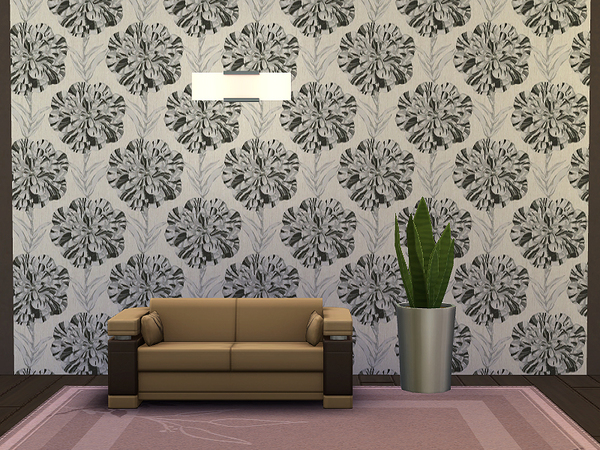 Sims 4 Peony Textile Wallpaper by Rirann at TSR
