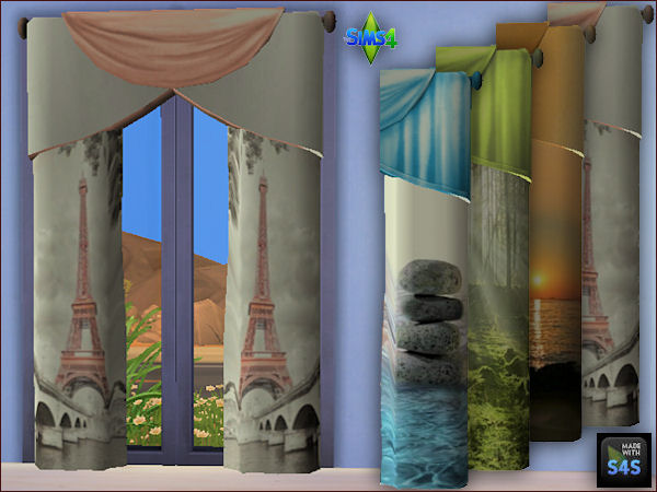 Sims 4 3 curtain sets by Mabra at Arte Della Vita