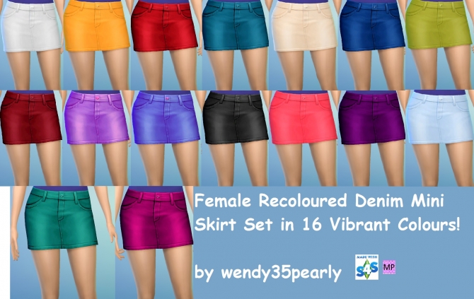 Sims 4 Denim Mini Skirts by wendy35pearly at Mod The Sims