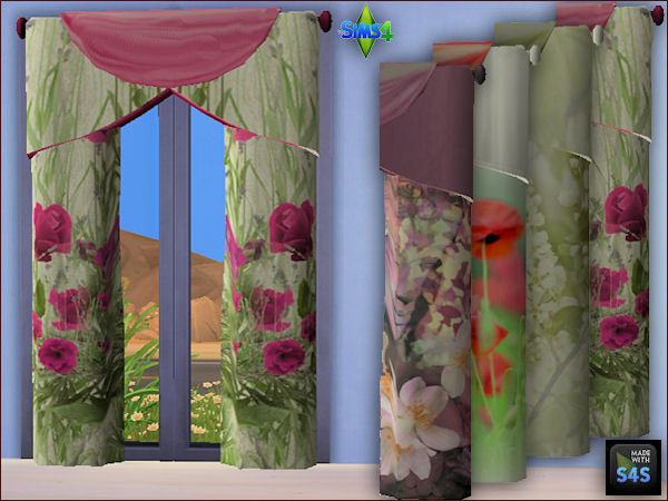 Sims 4 3 curtain sets by Mabra at Arte Della Vita