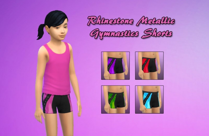 Sims 4 Rhinestone Metallic Gymnastics Shorts by FrankVjecy at Mod The Sims