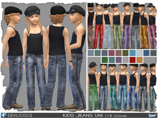 Sims 4 Kids Uni Jeans 16 Colors by Devilicious at TSR